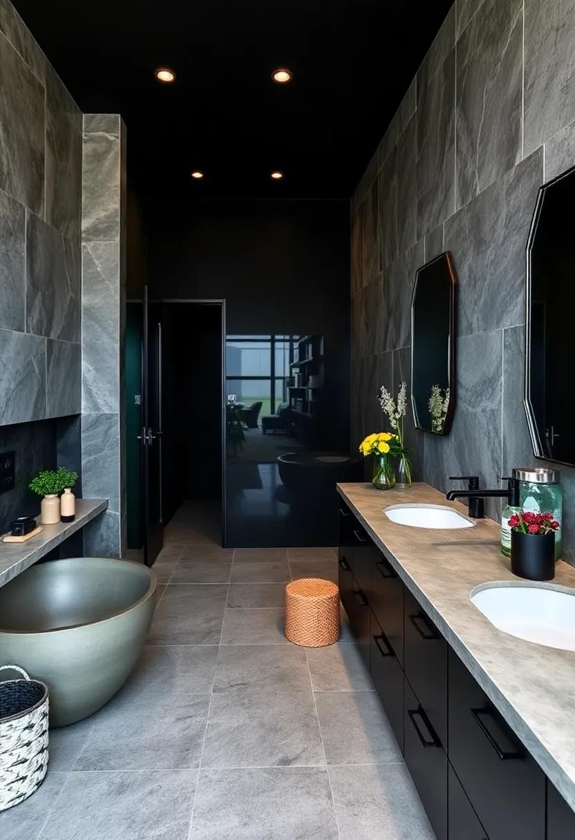 Textural Contrast: Incorporate concrete countertops with dark glossy⁢ cabinetry to add depth and texture, making every touchpoint a conversation starter