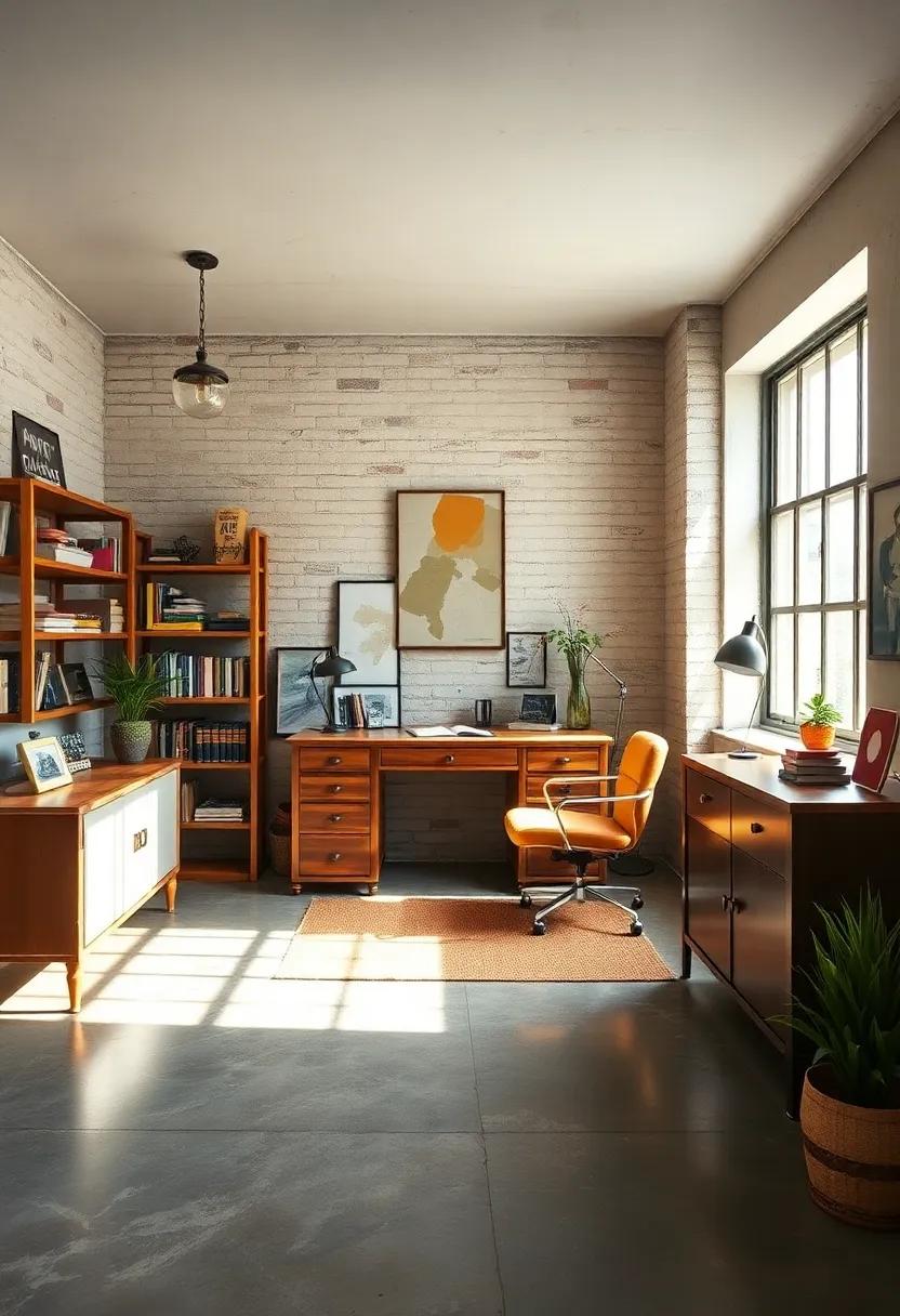 Vintage⁤ Finds: Pair vintage⁢ furniture‍ pieces​ with a ‌chic concrete ​floor to create an eclectic ​workspace. An ⁣antique writing desk‍ and retro chair ⁣combine to ⁢infuse personality ​into the‌ industrial aesthetic