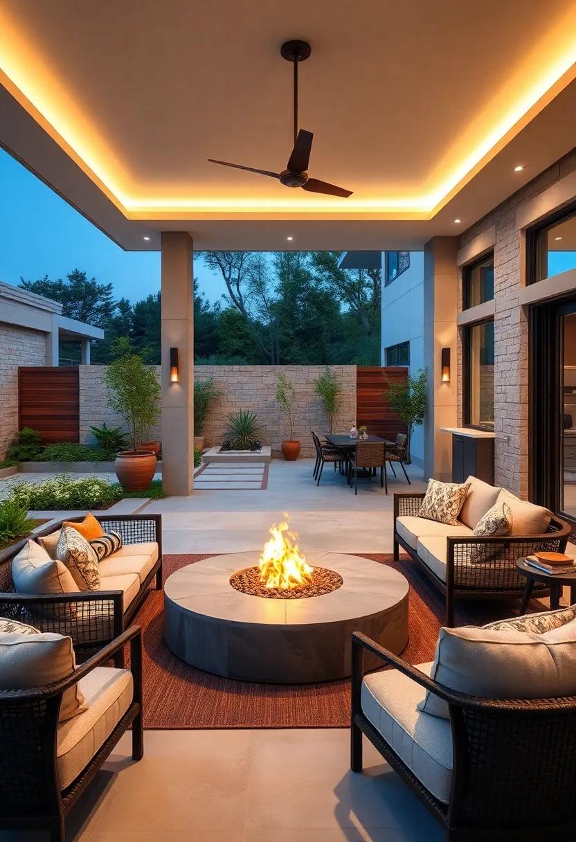 Luxurious Outdoor Living Areas: Design a functional yet stylish outdoor space with comfortable seating, ⁣a fire pit,⁤ and an outdoor kitchen ​for entertaining⁢ year-round