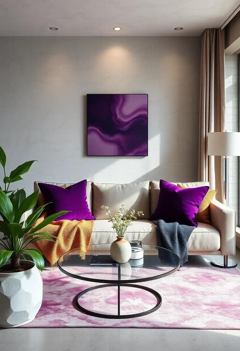 Deep Purple Velvet ⁤Throw Pillows: Transform your sofa with these ‌plush pillows that offer both comfort and a pop of color, adding a touch ⁢of luxury to your living space