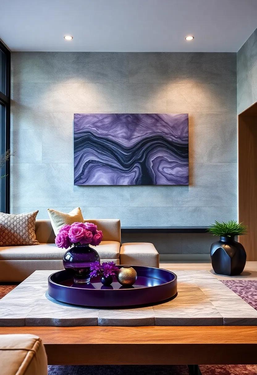 Deep Purple Decorative ‍Trays: Organize⁣ your space while adding ⁣flair with decorative trays in ⁤deep⁤ purple, ideal for holding remote⁤ controls or serving drinks