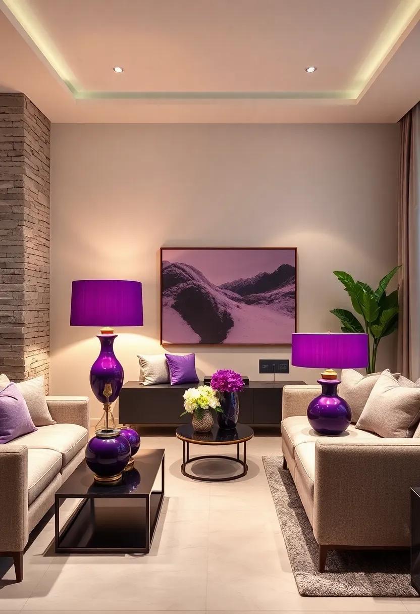 Elegant​ Purple Table Lamps: Illuminate your space with gorgeous table‌ lamps featuring deep purple shades, perfect for adding ambiance and sophistication
