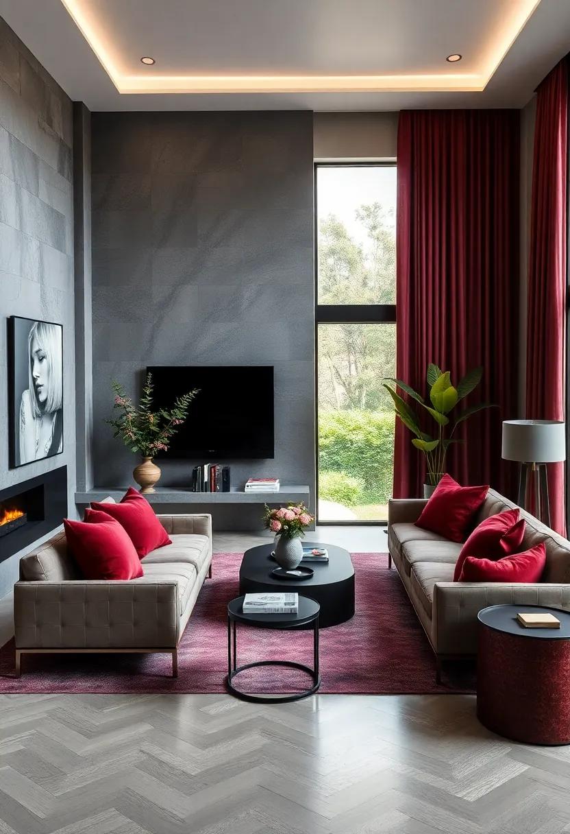 Slate Gray and Rich Burgundy:⁣ Add depth and drama with slate gray bases enriched by deep burgundy elements