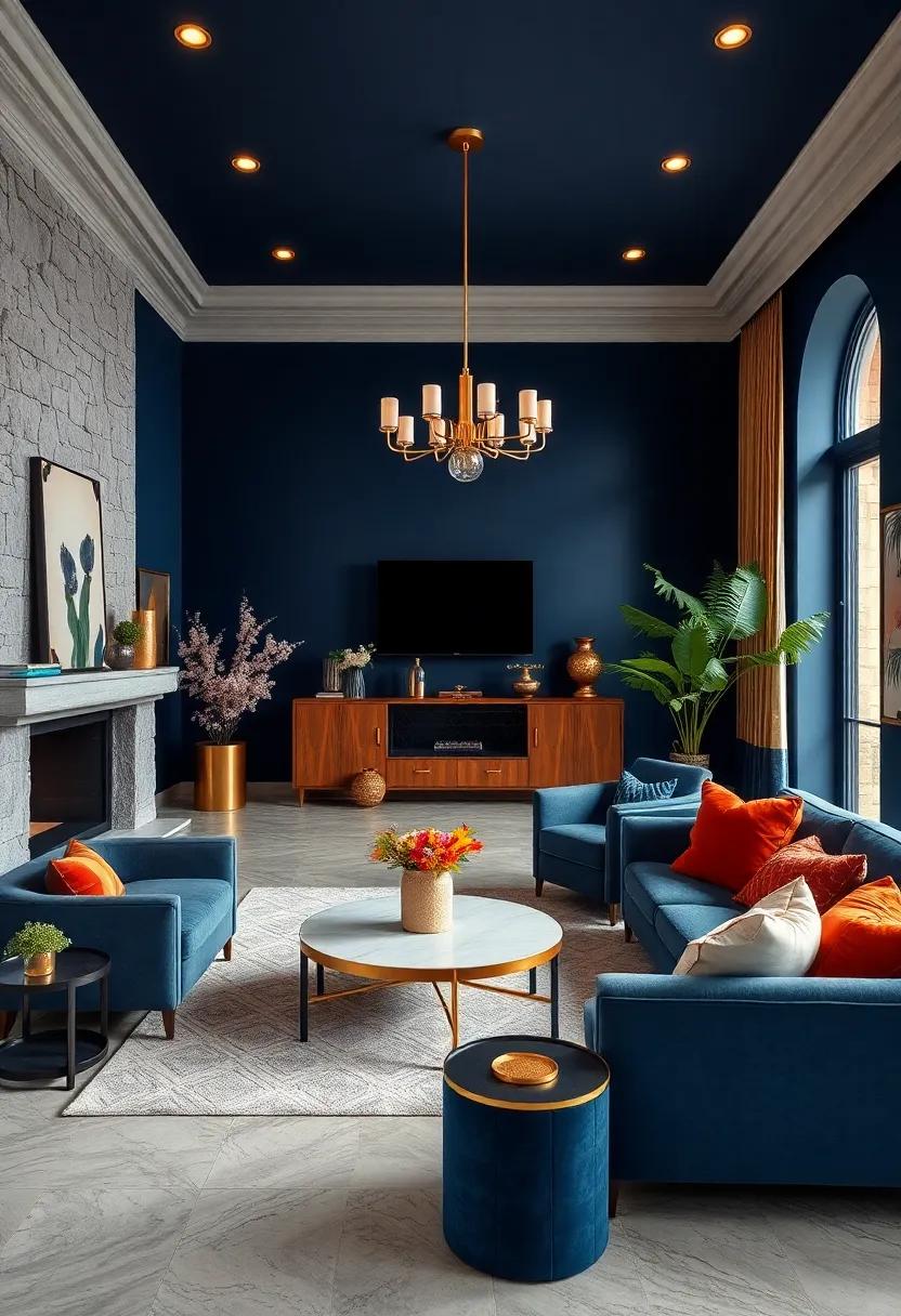 Deep Navy ‌and⁤ Brass: Create a sophisticated ambiance ⁤by‌ combining deep⁢ navy ​walls with⁤ gleaming brass fixtures and accessories
