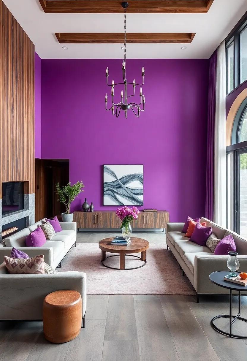 royal Purple‍ and Charred Oak: Make a bold statement‌ by pairing regal​ purple⁤ hues⁢ with dark⁢ charred oak finishes