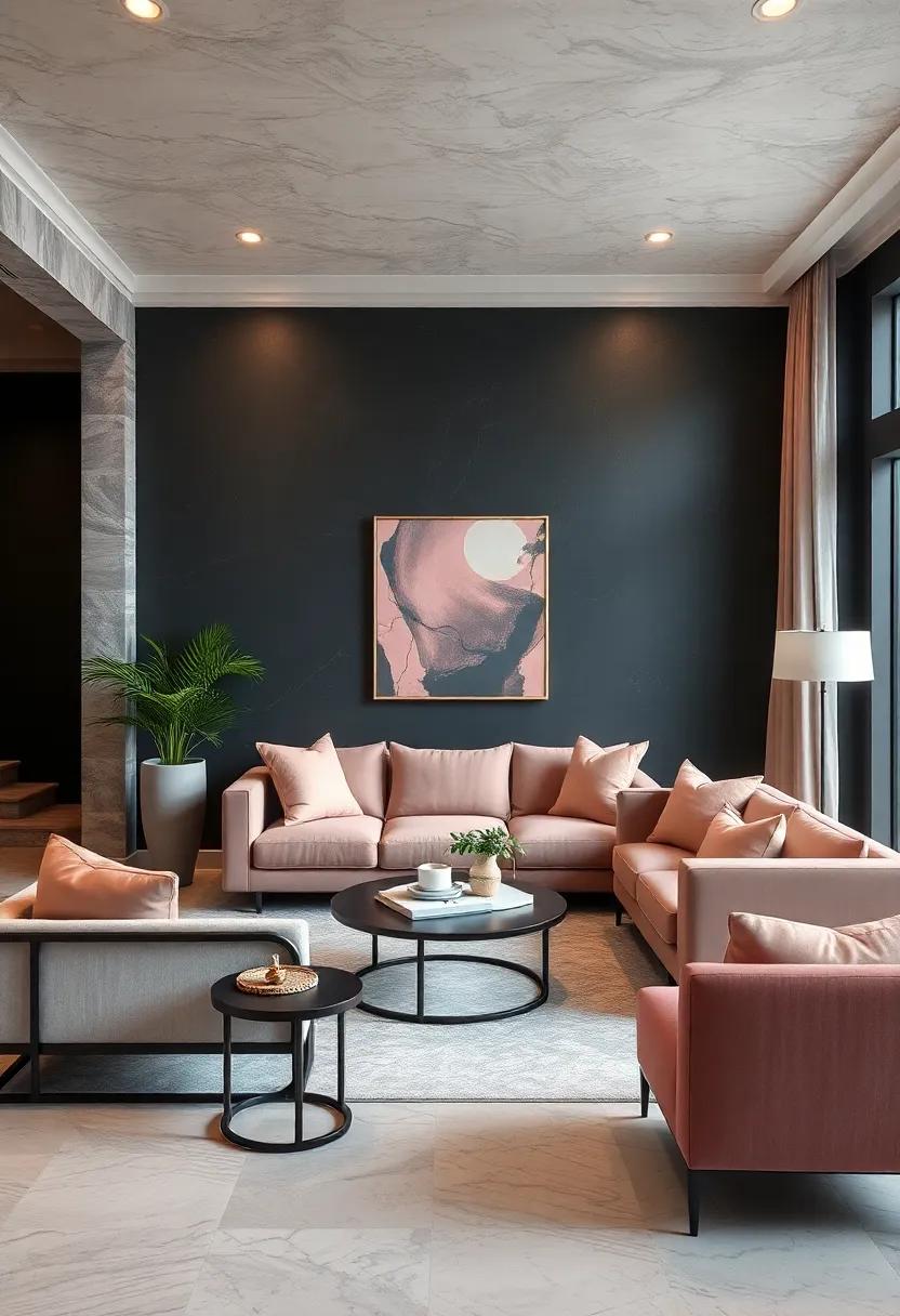 Crisp‍ Charcoal and Pale ‌Pink: ⁢Soften striking charcoal walls with ‌touches of gentle pale pink for modern allure