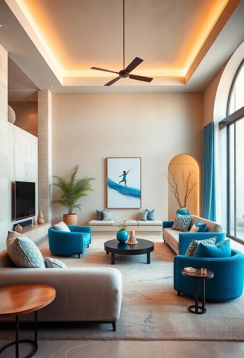 warm Sand and⁤ Azure Blue: Blend desert-inspired sand tones⁣ with vibrant‍ azure to create ‌a balanced,luxurious vibe