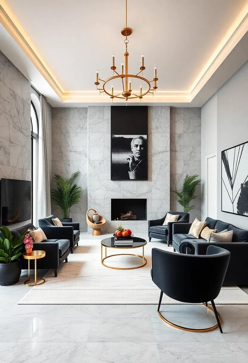 Black ‌and White with Gold⁤ Accents: Achieve timeless contrast with a⁢ monochrome palette softened by glimmers of gold