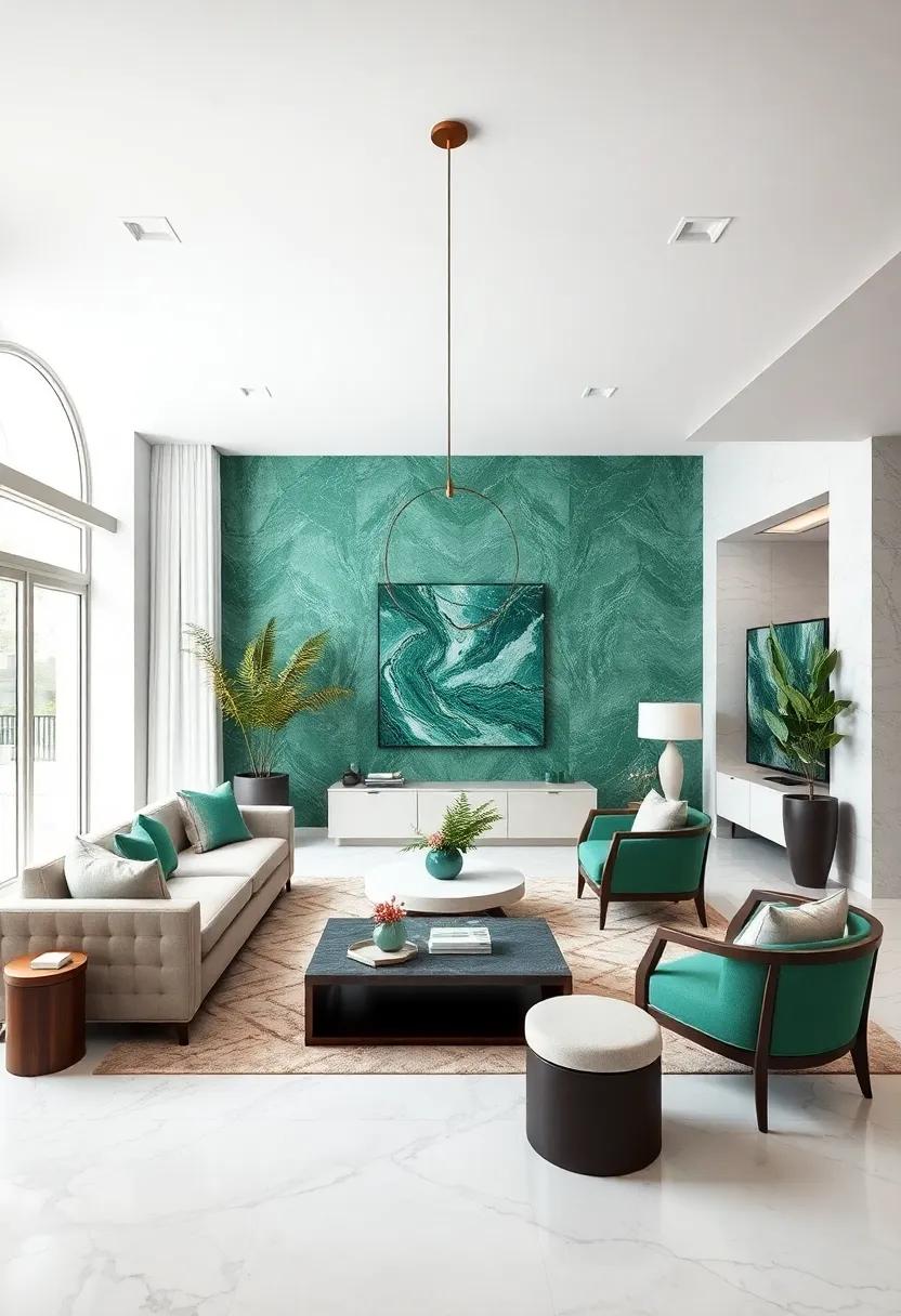Emerald Green⁤ and‍ Marble White: Evoke⁣ natural luxury ‌through lush‌ emerald green hues paired with pristine marble​ textures
