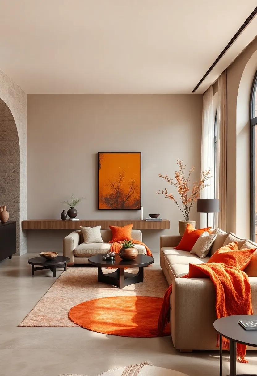 Warm Taupe and Burnt orange: Introduce cozy ⁤sophistication with ⁢earthy taupe tones accented by vibrant burnt ​orange elements