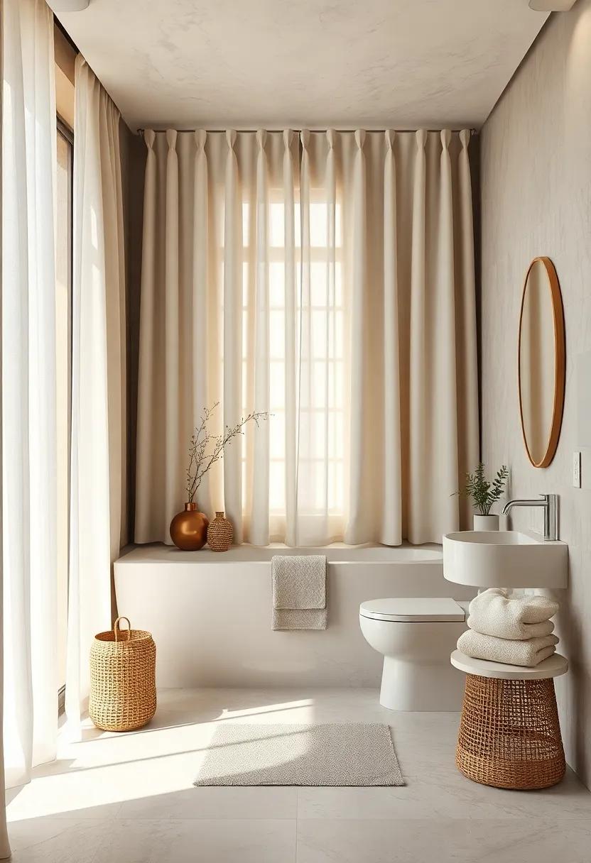 Hang cotton linen curtains in muted cream to soften natural light and add privacy
