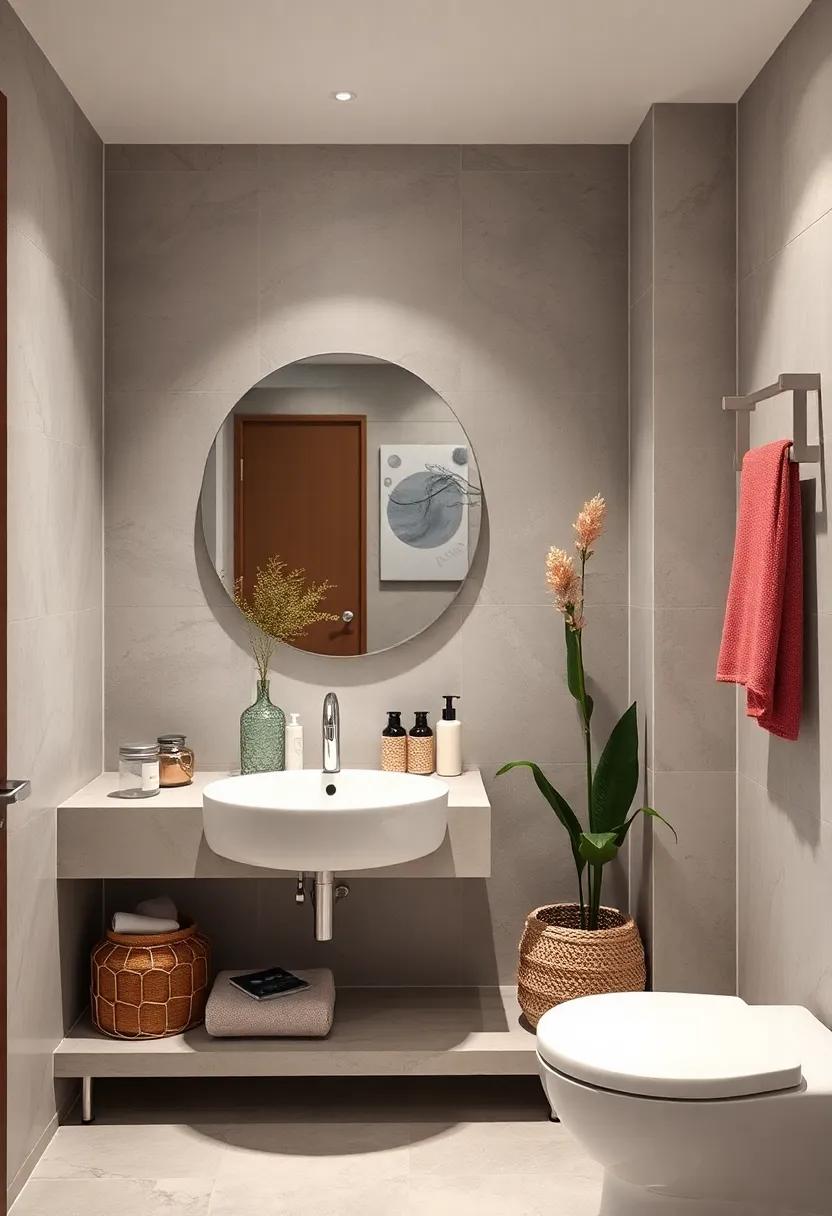 Use clear glass jars with brushed nickel lids for organizing toiletries in a chic way