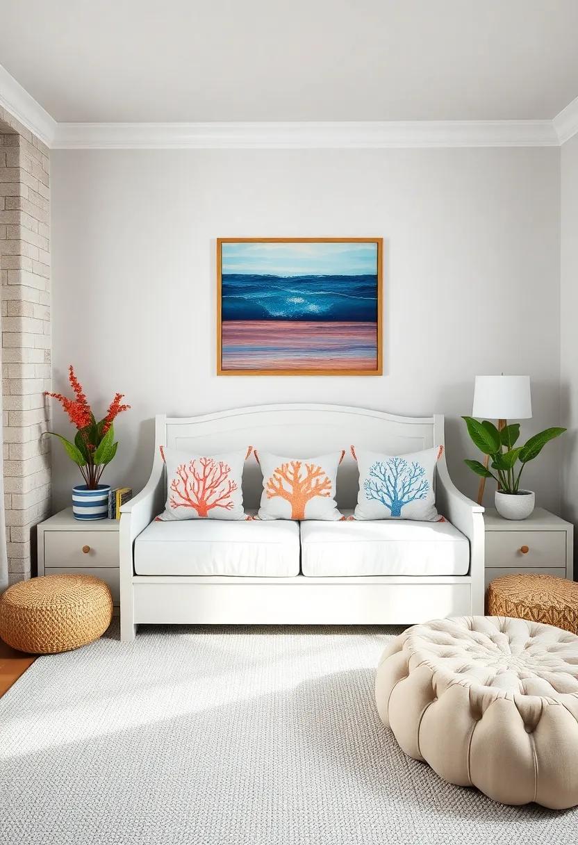 Coral Accent Pillows: Use ⁤throw ​pillows shaped and printed with coral patterns to add a splash of color ‌and ​comfort to⁣ the nursery setup