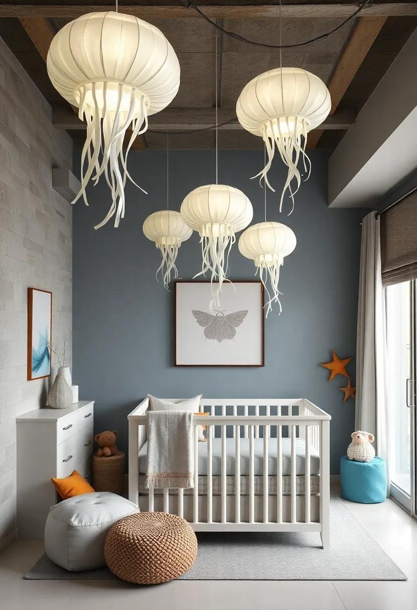 Jellyfish Lanterns: Hang⁣ paper ⁣lanterns shaped like jellyfish ‍from the‌ ceiling for a whimsical touch ‍that floats above your baby's crib