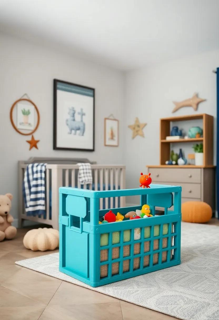 Lobster‍ Trap Toy Storage: Use‍ a colorful lobster ⁢trap as a‍ stylish storage solution‍ for your baby's ​toys while adding character⁤ to​ the theme