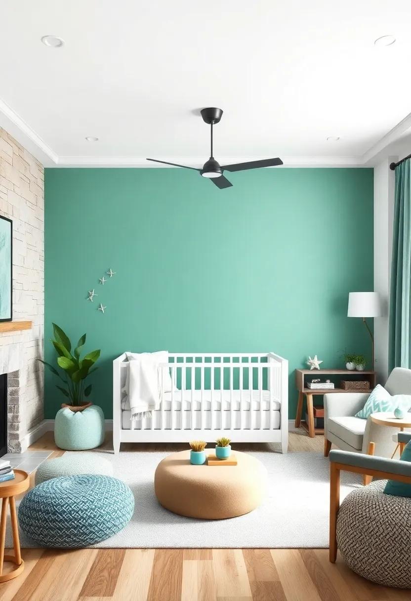 Seafoam ⁣Green Accent Wall: Paint one wall in a soothing seafoam ‌green, providing a grounding color ​that reflects the beauty ‌of⁣ the ocean
