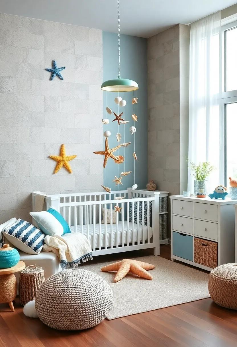 Seashell Mobile: ​Hang a whimsical mobile made ⁣from⁤ assorted seashells and⁣ starfish to capture your little ​one's attention and spark imagination