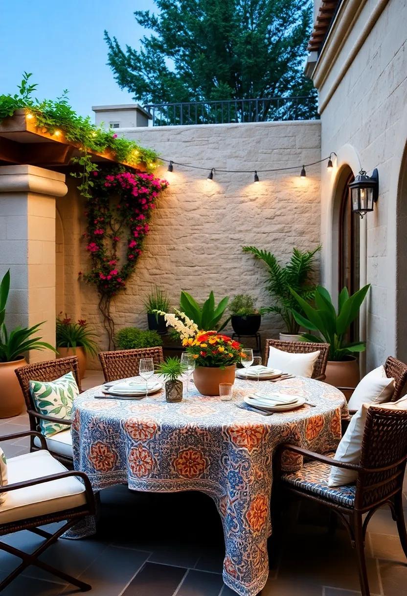 Mediterranean⁤ Tiles: Channel the ​allure of Mediterranean terraces with a tablecloth featuring tile-inspired ‍designs⁤ in vibrant colors