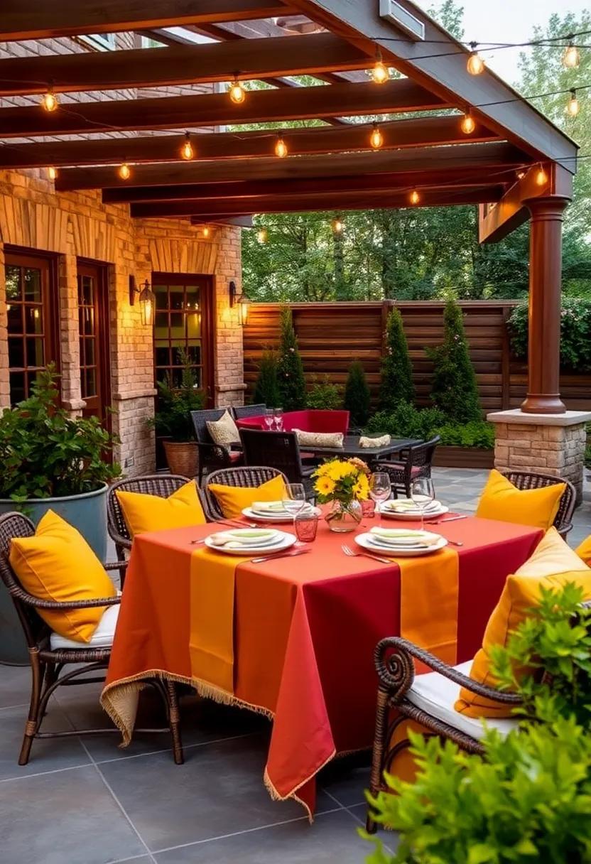 Merlot ⁣and Mustard: Set a​ dramatic ⁣tone⁤ with a rich merlot ‌tablecloth paired with mustard⁣ accents, perfect ‌for evening gatherings