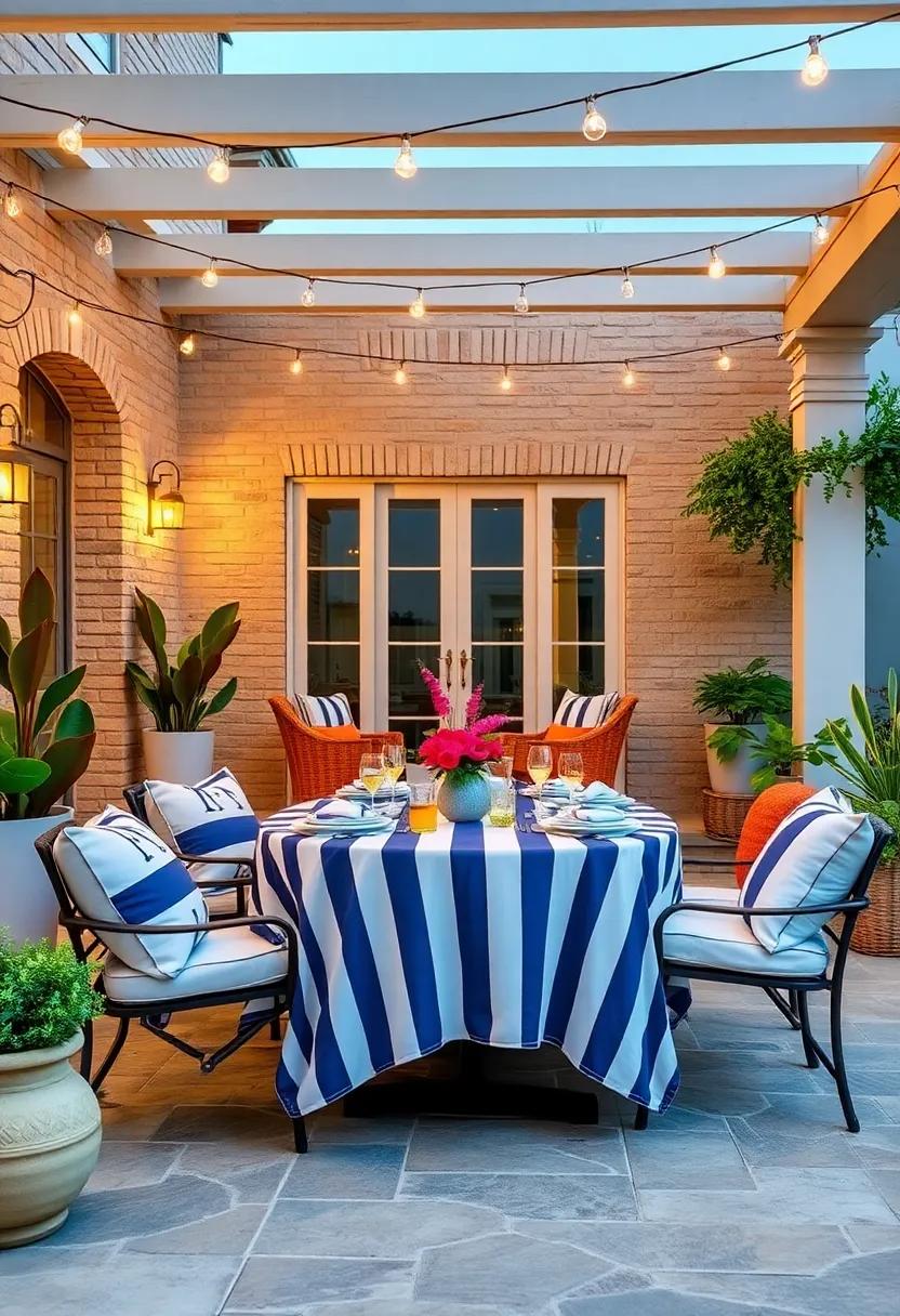 Striped Canvas: Capture a nautical feel ‍with ​classic navy and white stripes,⁤ making your patio ⁣dining feel like a seafront escape