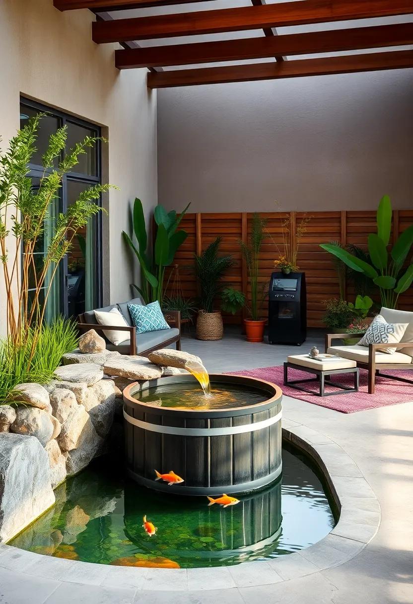 Recycled Barrel Pond with Waterfall and Fish Habitat