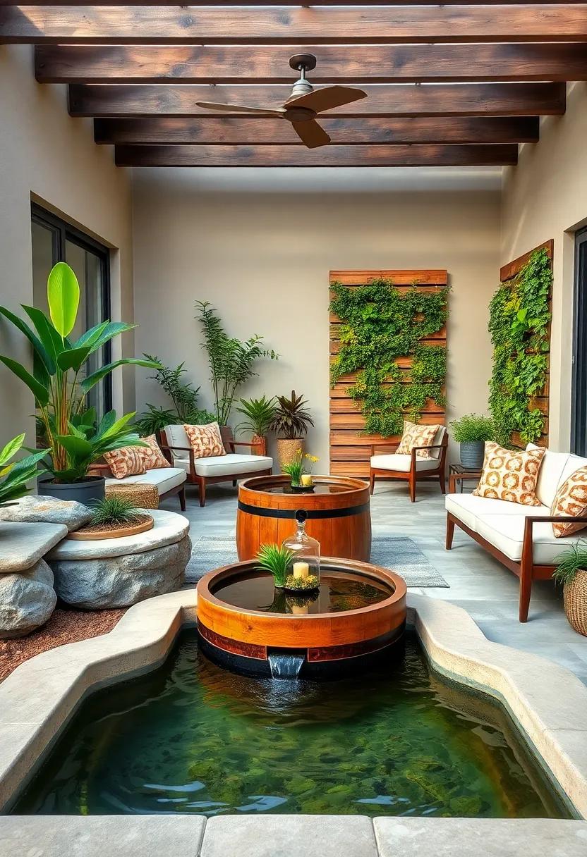 Barrel Pond Combined with a Vertical Garden wall