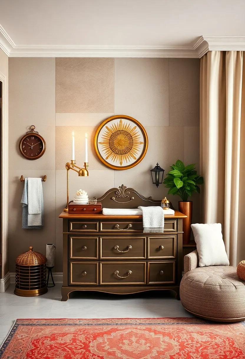 Classy Changing Table: Choose a changing table with an antique finish or regal design‌ for a polished appearance and practicality