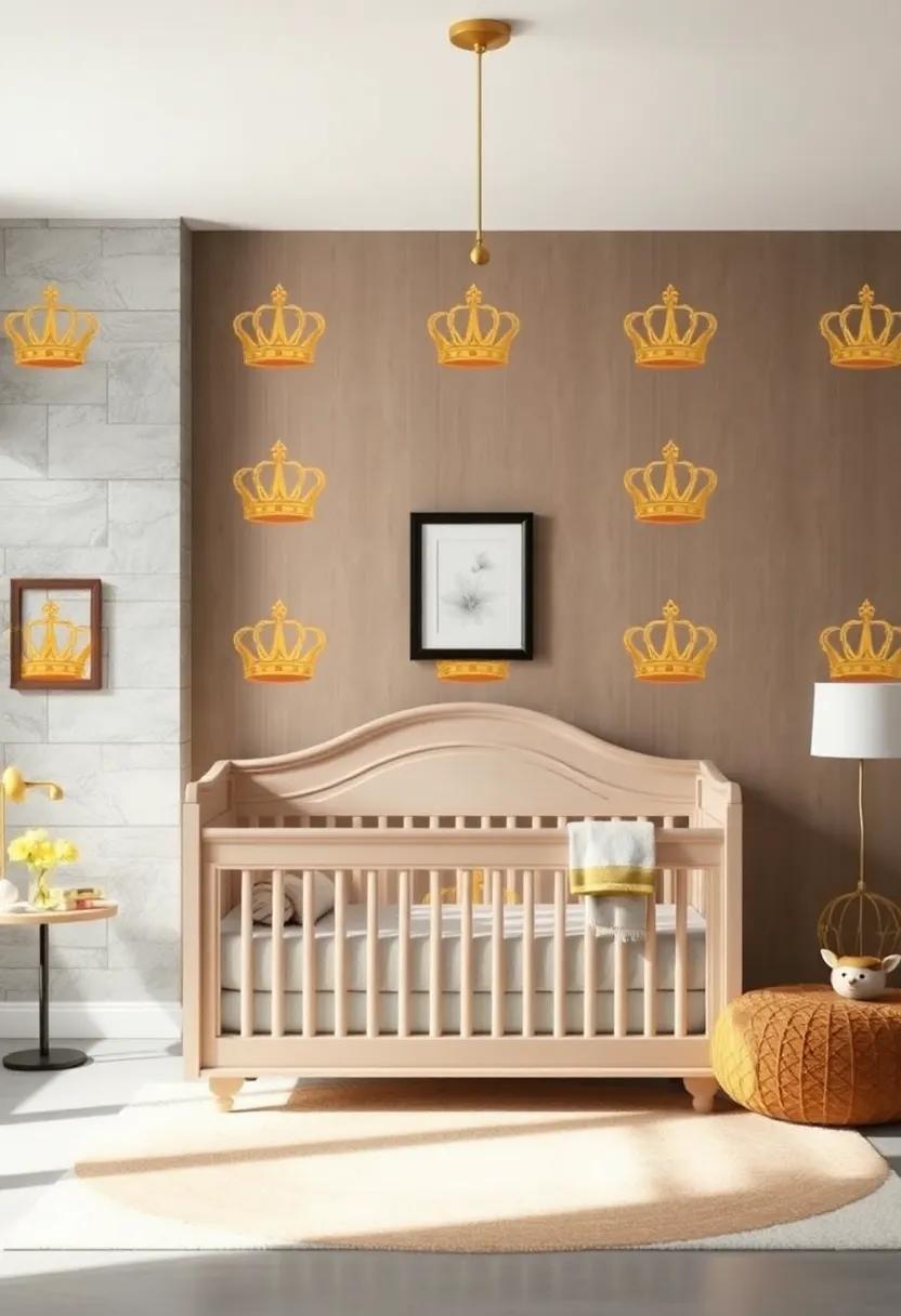 Crown Motif ‌Wallpaper: Transform the walls with regal crown motifs to create an atmosphere of nobility and ‌charm