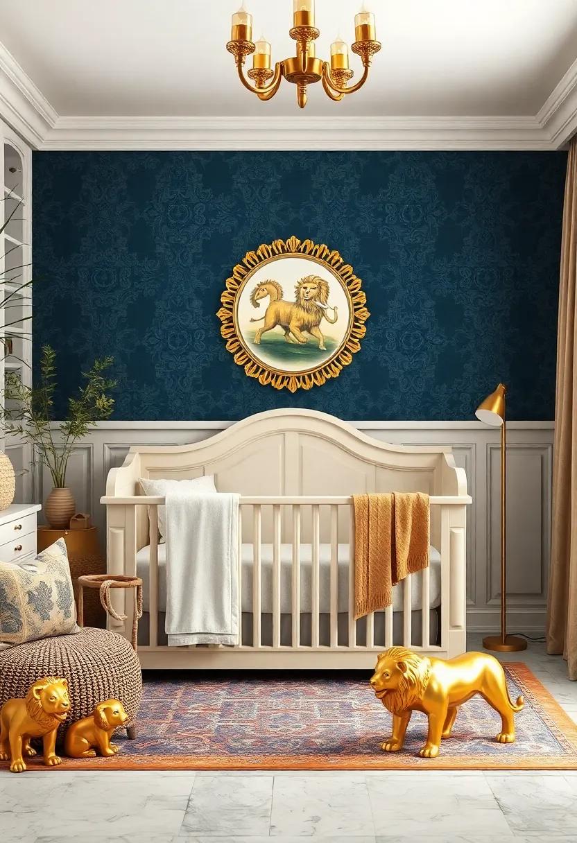 Golden Animal Accents: Incorporate ⁢golden animal⁢ figurines, like lions or elephants, to symbolize​ strength and ​majesty in the nursery
