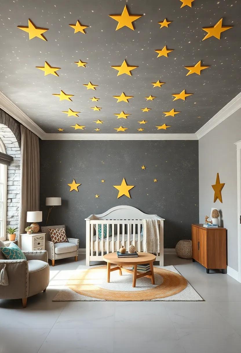 Golden Star⁤ Ceiling Decals: Place golden stars ‌on the⁣ ceiling to mimic a starry night sky,‍ where dreams of adventure take flight