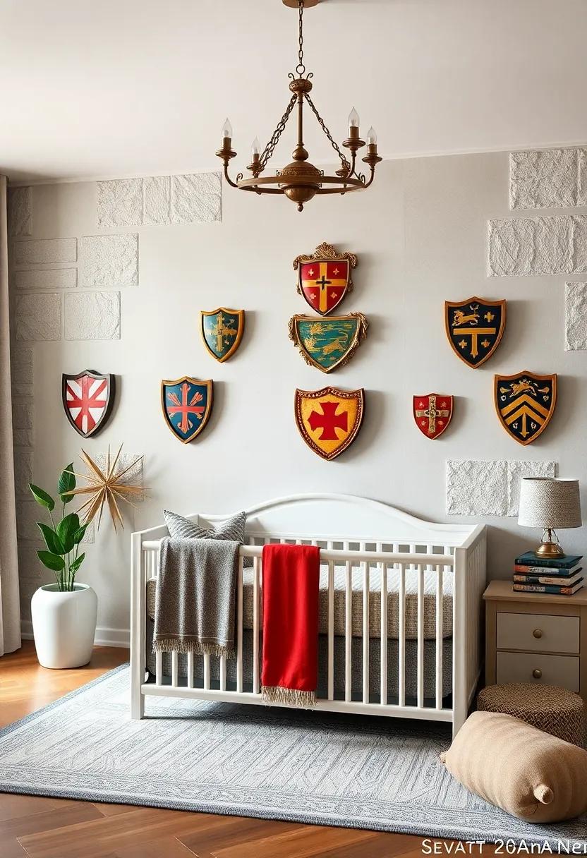 Heraldic Shield Decor: Hang shield-like decorations⁣ featuring family crests or other symbols of loyalty and bravery