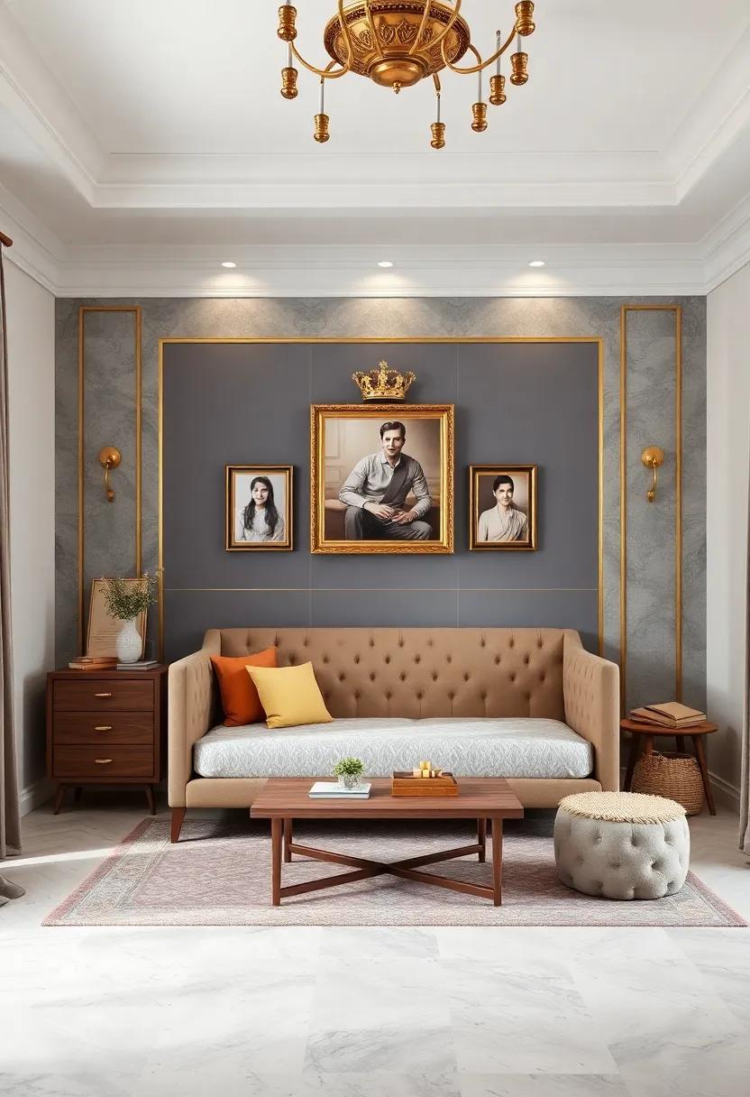 Royal Family Picture Gallery: create a small gallery⁣ wall for ‌family photos in elegant‍ frames, celebrating your little‍ prince's ⁢lineage