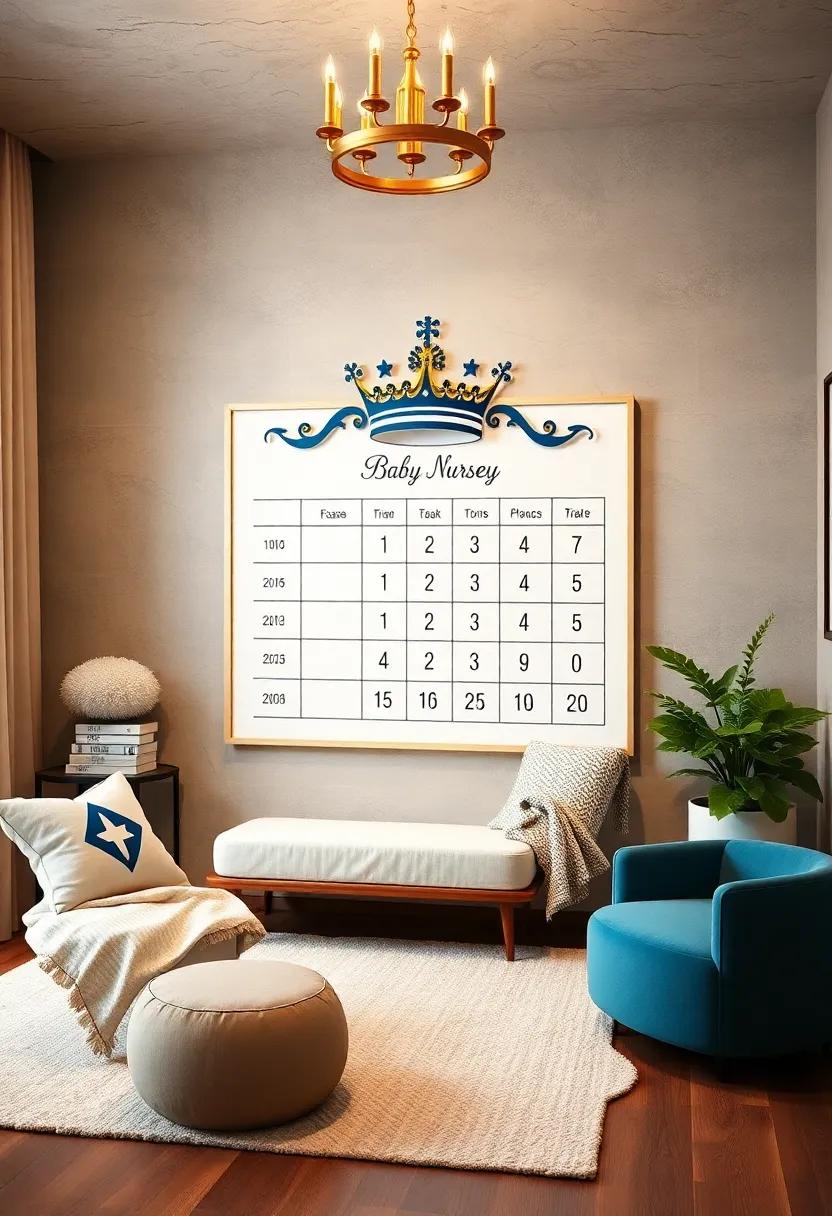 Royal Baby Milestones Board: create ⁢an elegant board⁣ for⁣ tracking ‌milestones, adorned with crown graphics and royal colors