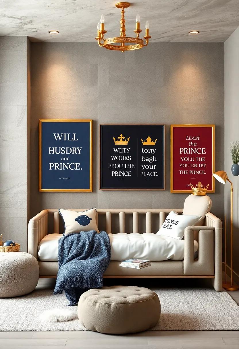Witty Prince Quotes: Display​ inspiring and playful quotes about being a prince, framed elegantly on the ​walls⁢ for daily motivation