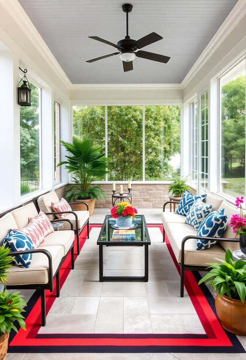 Artistic Painted Borders: Frame your ​screened porch flooring with bold painted ​borders, adding‌ a touch of personalization ⁣and ​style without the hassle of major renovations