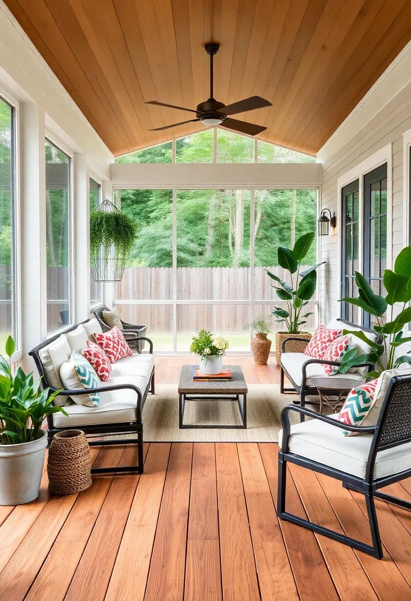 Classic Wooden Decking: Revisit the beauty of natural hardwood decking, bringing timeless elegance and a sense of warmth to your screened porch