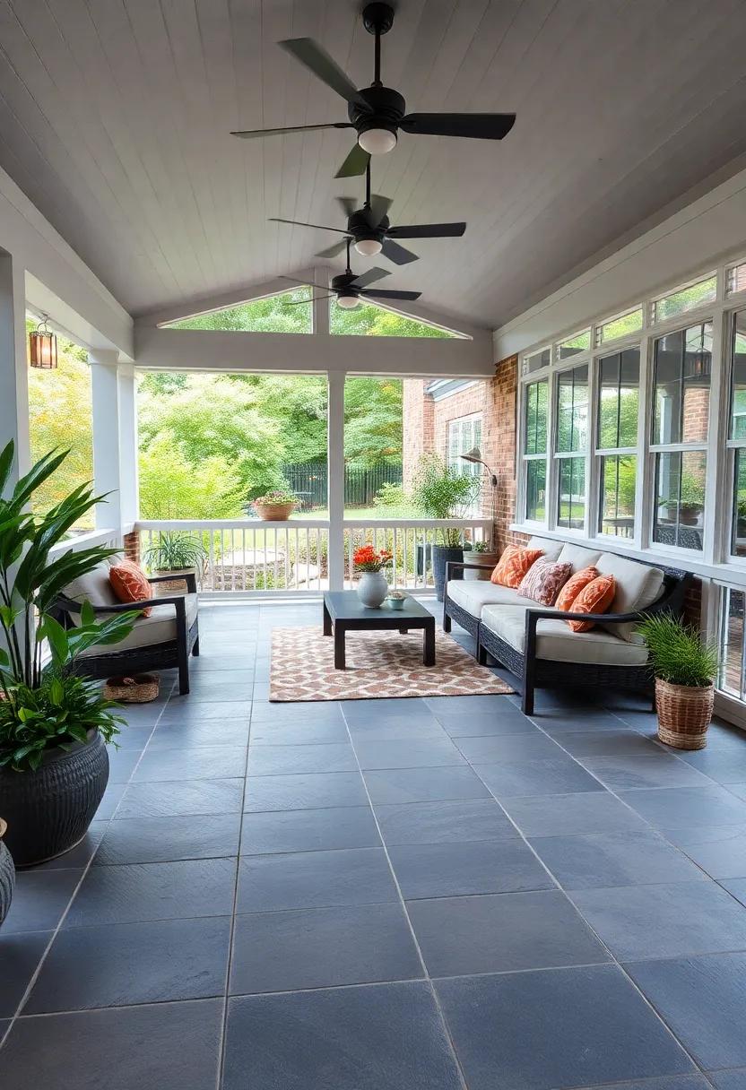 Warm⁢ Slate ⁢Tiles: Enjoy the natural beauty of slate tiles, offering durability⁣ and a luxurious feel underfoot that complements your outdoor oasis
