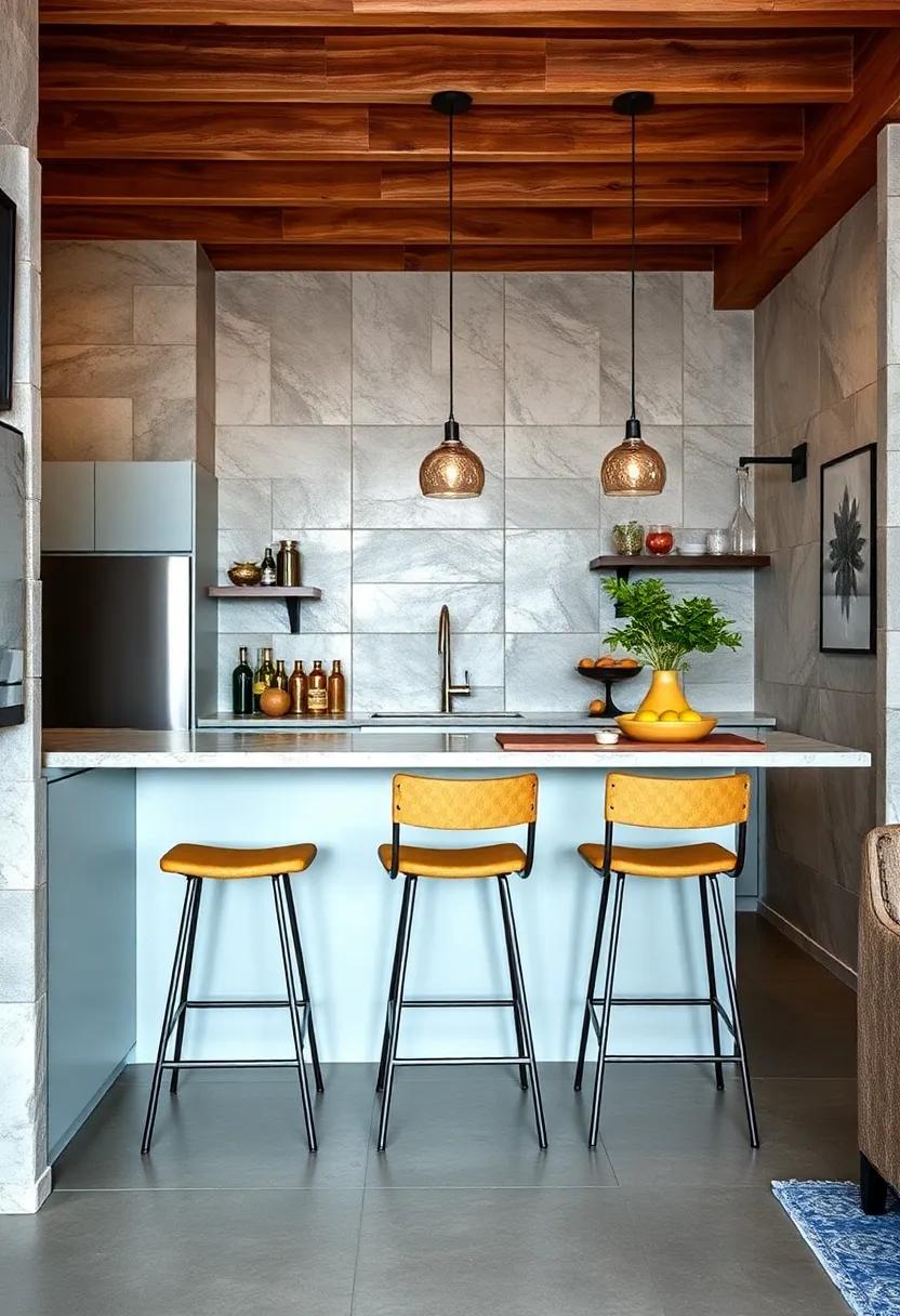 Foldable Bar Stools: Select sleek,​ foldable bar stools for your kitchen ⁤bar that can⁢ be stored away when extra seating⁣ is not needed