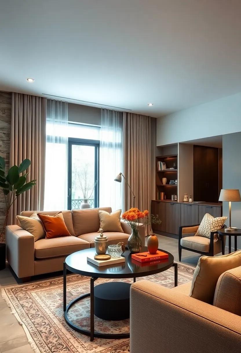 Multi-Functional Tables: Choose a coffee table or side table that doubles as storage for your bar essentials