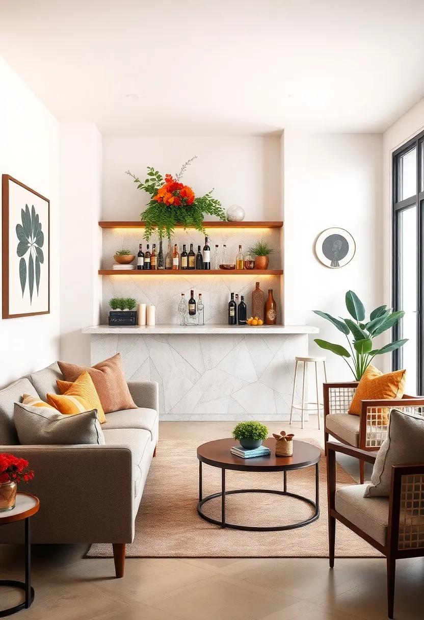 Bar Cart Elegance: Select a chic, mobile bar cart that can easily be moved and styled differently for various occasions