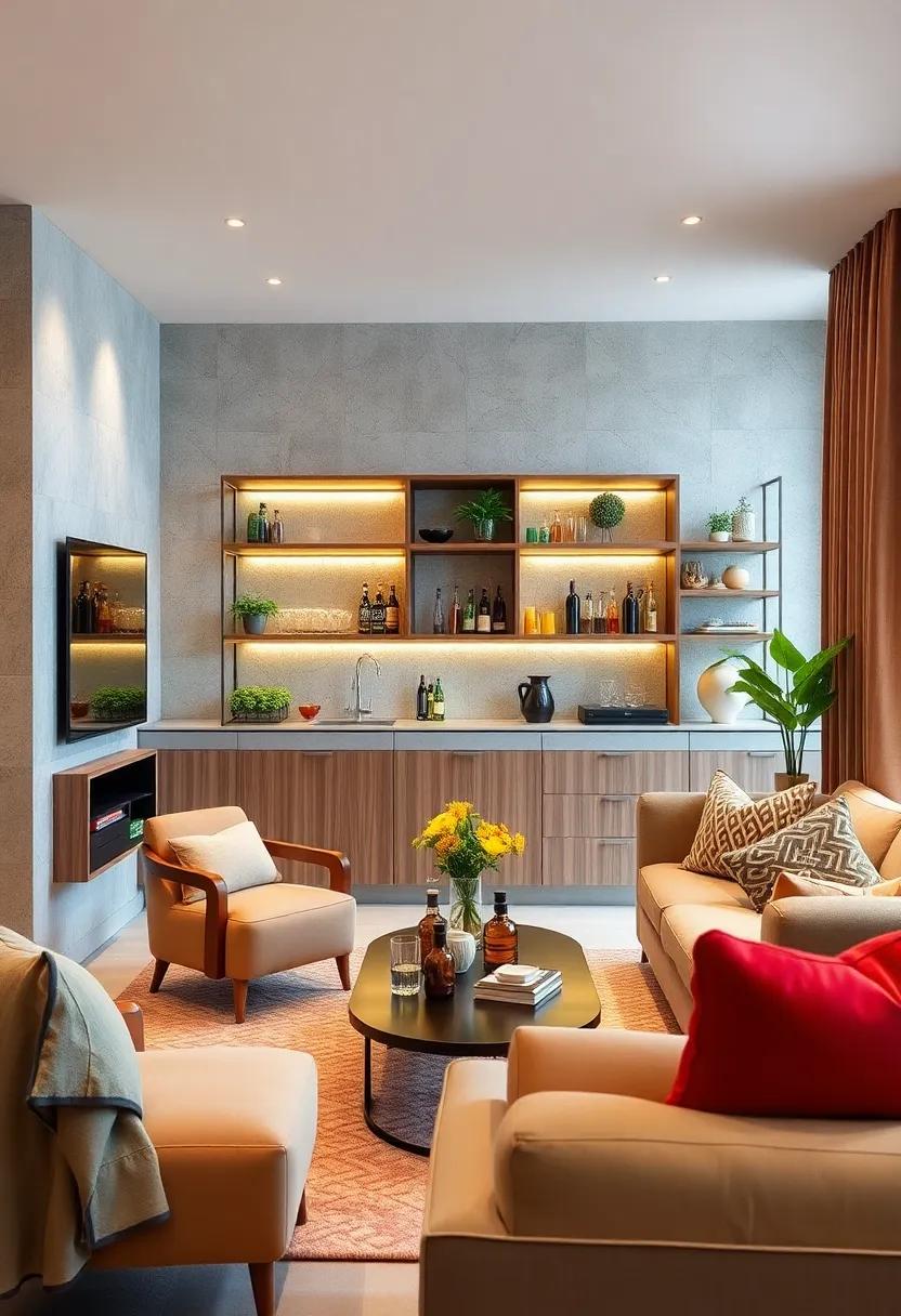 Open Shelving Units: Embrace the open shelving trend to showcase beautiful glassware and bar tools as part of your decor