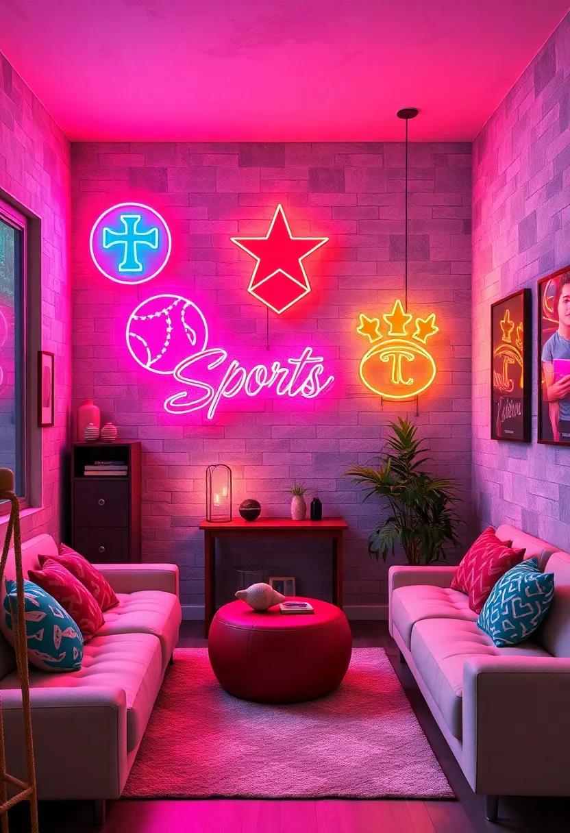 Sports Spirit:​ Team ⁢logos or motivational ⁣sports phrases in neon, perfect for the ⁣aspiring athlete's domain