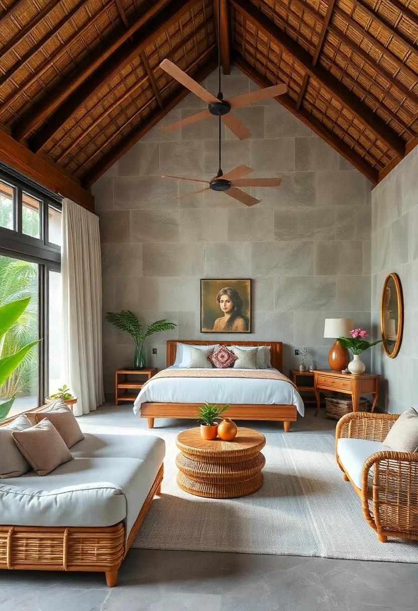 Classic ‌Island Charm: Find inspiration in a traditional tropical bedroom complete with intricately woven bamboo furniture that⁤ tells ‍a story