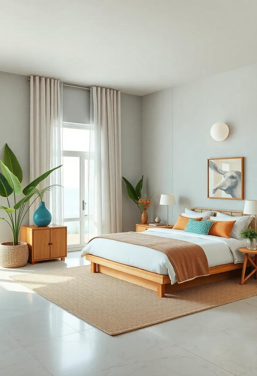 Coastal‌ Cool: Relax in ‍a breezy bedroom that ⁣creatively incorporates⁤ bamboo pieces with coastal colors, embodying‌ laid-back island life