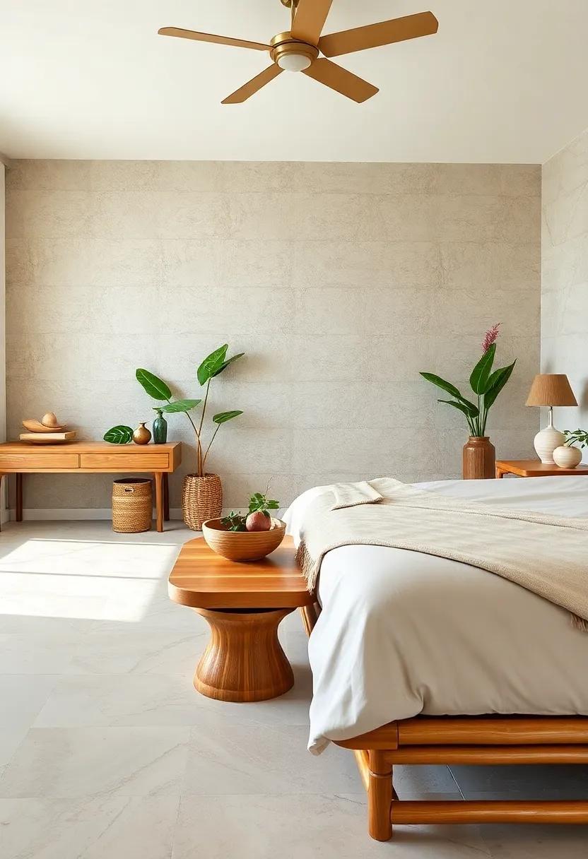 Embrace Nature: Discover a serene bedroom adorned ‍with bamboo bed frames ⁢and nightstands that bring the essence of⁤ the tropics indoors
