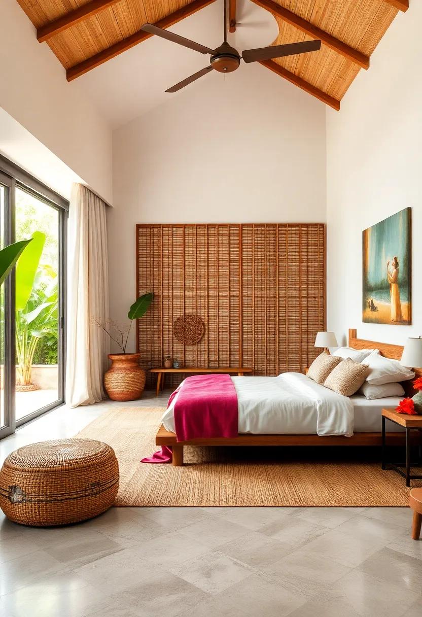 Light and Airy: Explore a bedroom that utilizes bamboo screens and light fabrics‌ to enhance airflow and maintain a tropical feel