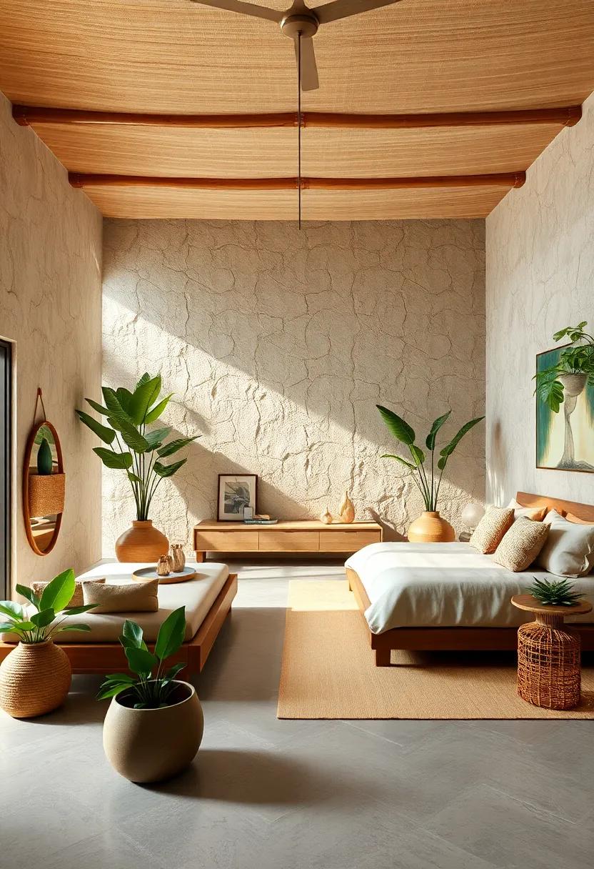 nature's⁣ Palette: Dive into a natural theme where bamboo furniture complements earthy​ tones and organic materials, inspiring peace ‍and​ relaxation