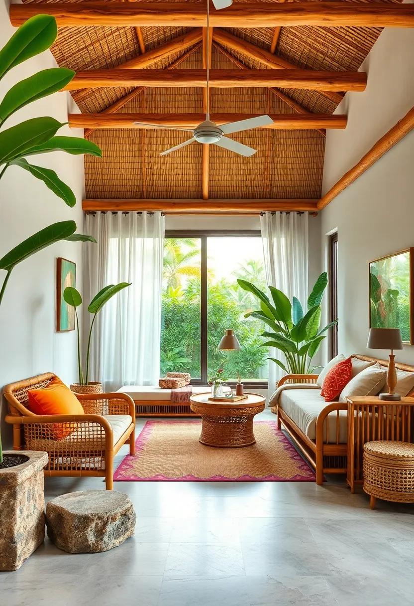 Tropical Retreat: Unwind in a cozy space that ⁤nicely blends vibrant island colors with rustic bamboo accents for a relaxed vibe