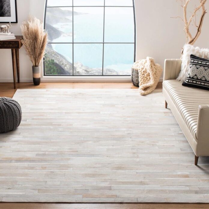 Our Take on ELYSSIA’s Artisan White Stripes Leather Rug