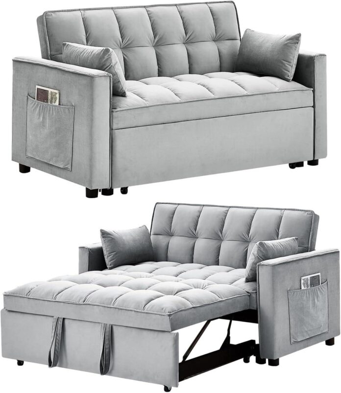 Our Review: Cozy 3-in-1 Velvet Pull-Out Sofa Bed for Small Spaces